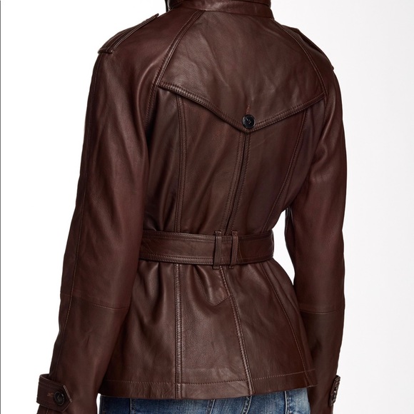 7 For All Mankind Belted Short Leather Trench - Picture 4 of 4